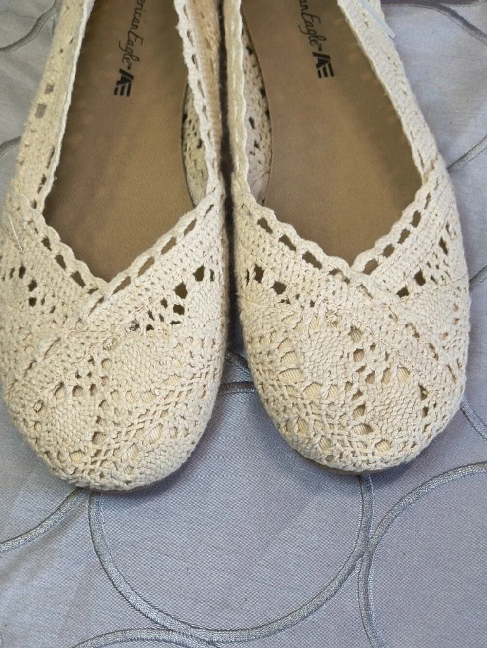 American Eagle Outfitters Crochet Ballet Flats - Cream AB